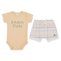 Conjunto Infantil Menino Body/Shorts Amarelo FARM Mini &amp Co