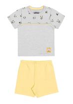 Conjunto Infantil Menino Camisa Com Bermuda Estampa Cachorro Bulldog Manga Curta Criança