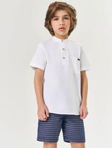 Conjunto Infantil Menino Camisa E Bermuda Listrada Branco Divertto