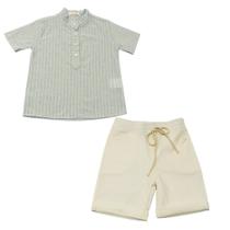 Conjunto Infantil Menino Camisa Listrada e Bermuda