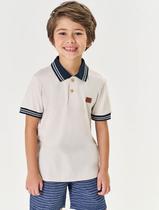 Conjunto Infantil Menino Camisa Polo E Bermuda Listrada Bege Divertto