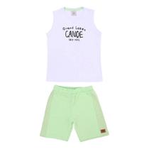 Conjunto Infantil Menino Camisa Regata Cavada Com Bermuda Em Moletom Canoe Moda Verão Leve