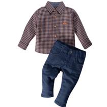 Conjunto Infantil Menino Camisa Xadrez E Calça Jeans