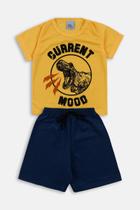 Conjunto Infantil Menino Camiseta Amarela e Short Marinho - Destak Conjunto Infantil Menino Camiseta Amarela e Short Marinho - Destak