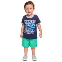Conjunto Infantil Menino Camiseta Bermuda Brandili Piloto de Ventos