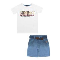 Conjunto Infantil Menino Camiseta Bermuda Tela Maquinetada