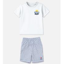 Conjunto Infantil Menino Camiseta Branca/Bermuda Listras Bimbi Conjunto Infantil Menino Camiseta Branca/Bermuda Listras Bimbi