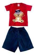 Conjunto Infantil Menino Camiseta Com Aplique E Bermuda