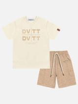 Conjunto Infantil Menino Camiseta Cvtt E Bermuda Bege Divertto