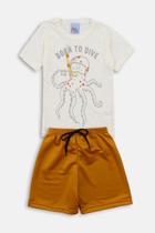 Conjunto Infantil Menino Camiseta de Polvo e Short Mostarda - Destak Conjunto Infantil Menino Camiseta de Polvo e Short Mostarda - Destak
