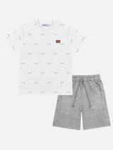 Conjunto Infantil Menino Camiseta E Bermuda Branco E Mescla Divertto