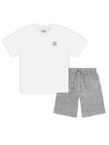 Conjunto Infantil Menino Camiseta E Bermuda Com Estampa Costas Branco E Mescla Divertto Conjunto Infantil Menino Camiseta E Bermuda Com Estampa Costas Branco E Mescla Divertto