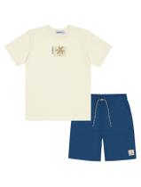 Conjunto Infantil Menino Camiseta E Bermuda Coqueiro Off White E Azul Divertto Conjunto Infantil Menino Camiseta E Bermuda Coqueiro Off White E Azul Divertto
