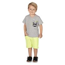 Conjunto Infantil Menino Camiseta E Bermuda Dino T-Rex Super Estiloso