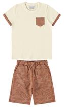 Conjunto infantil menino camiseta e bermuda em moletinho malwee kids off white 8
