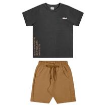 Conjunto Infantil Menino Camiseta E Bermuda Marrom - Angerô Conjunto Infantil Menino Camiseta E Bermuda Marrom - Angerô