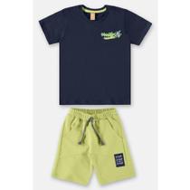 Conjunto Infantil Menino Camiseta e Bermuda Moletom Jacaré - Up Baby