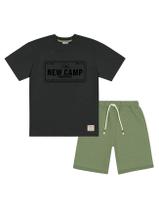 Conjunto Infantil Menino Camiseta E Bermuda New Camp Chumbo E Verde Divertto