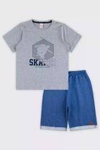 Conjunto Infantil Menino Camiseta E Bermuda Skater Pialu Cor:CinzaTamanho:8 Conjunto Infantil Menino Camiseta E Bermuda Skater Pialu Cor:CinzaTamanho:8