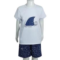 Conjunto Infantil Menino Camiseta e Short Tubarão Azul