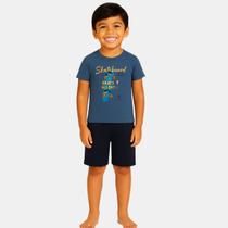 Conjunto Infantil Menino Camiseta e Shorts Skatista Rei Rex Conjunto Infantil Menino Camiseta e Shorts Skatista Rei Rex