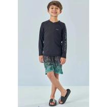 Conjunto Infantil Menino Camiseta Malha UV Dry UV50+ e Bermuda Boxer em Nylon Ergonomic com Elastano LucBoo