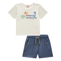 Conjunto Infantil Menino Camiseta Meia Malha e Bermuda Cotton Jeans com elastano LucBoo Conjunto Infantil Menino Camiseta Meia Malha e Bermuda Cotton Jeans com elastano LucBoo