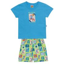 Conjunto Infantil Menino Camiseta/Short Azul Jaca Lelé Conjunto Infantil Menino Camiseta/Short Azul Jaca Lelé