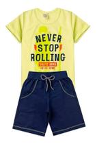 Conjunto Infantil Menino Camiseta + Short Never Stop Rolling