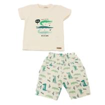 Conjunto Infantil Menino com Blusa e Bermuda Tema Crocodilo