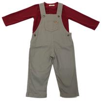 Conjunto Infantil Menino com Jardineira Cinza e Blusa