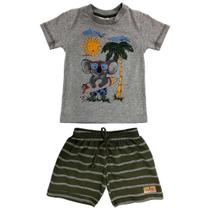 Conjunto Infantil Menino Curto Cinza Verão Coala Cacau Kids