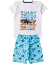 Conjunto Infantil Menino Curto Estampado Select Branco