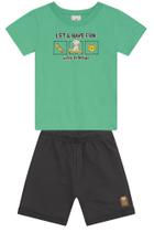 Conjunto infantil menino de cachorrinho em puff Brandili