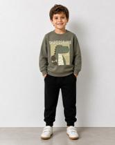 Conjunto Infantil Menino Dinossauro Em Moletom Flanelado com Punho Malwee Kids Conjunto Infantil Menino Dinossauro Em Moletom Flanelado com Punho Malwee Kids