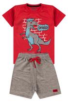 Conjunto Infantil Menino Dinossauro Roar Vermelho