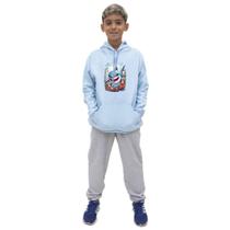 Conjunto Infantil Menino Estampa Tubarao Blusa Canguru e Calça Moletom Toque Macio