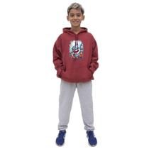 Conjunto Infantil Menino Estampa Tubarao Blusa Canguru e Calça Moletom Toque Macio