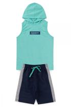 Conjunto infantil menino gody regata c/ capuz verde agua