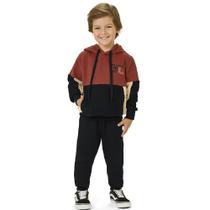 Conjunto Infantil Menino Inverno Casaco Com Capuz E Calça Moletinho - Angerô