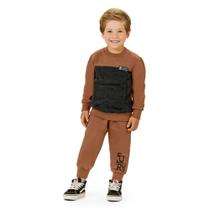 Conjunto Infantil Menino Inverno Casaco E Calça Moletom Peluciado - Angerô