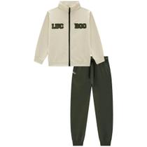 Conjunto Infantil Menino Jaqueta e Calça Jogger Moletom sem Pelúcia BEGE -LucBoo
