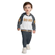 Conjunto Infantil Menino Jaqueta e Calça Moletom Peluciado Confortável Moderno Roar Kyly