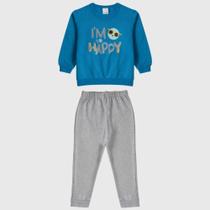 Conjunto Infantil Menino Malwee em Moletom Eu sou Feliz
