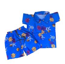 Conjunto Infantil Menino Mauricinho Bolofofo Azul Turqueza Conjunto Infantil Menino Mauricinho Bolofofo Azul Turqueza