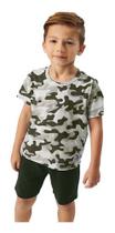 Conjunto Infantil Menino Militar Short +camiseta Tam 4 Ao 10