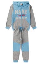 Conjunto Infantil Menino Moletom - Make Your Best Move - Azul e Cinza