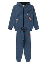 Conjunto Infantil Menino Moletom - T-rex - Azul