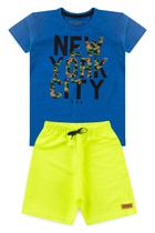 Conjunto Infantil Menino New York City Azul e Verde Neon