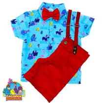 Conjunto Infantil Menino Personagem Suspensório Grav Conjunto Infantil Menino Personagem Suspensório Grav